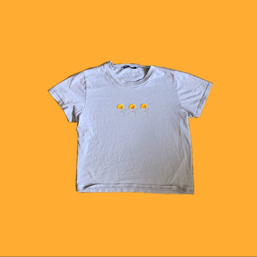 brandy melville blue and yellow flower shirt